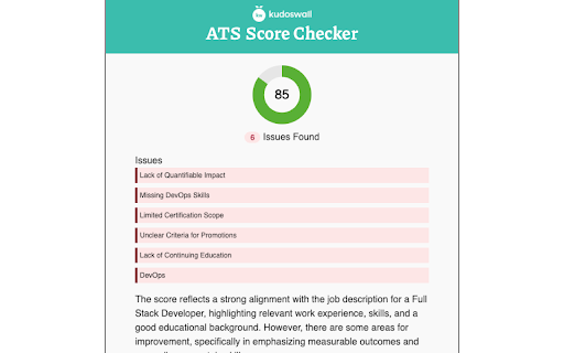 KudosWall - ATS Score Checker screenshot 1