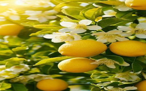 Lemon branches and flowers Wallpaper screenshot 1