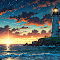 Lighthouse Under a Vibrant Sunset logo