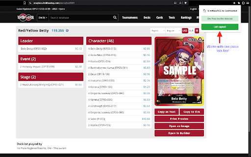 LimitlessTCG to Cardmarket screenshot 1