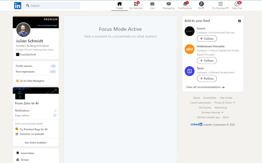 LinkedIn Focus Mode screenshot 1