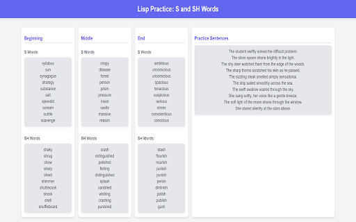 Lisp Word Practice screenshot 1
