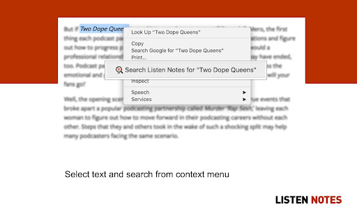 Listen Notes for Chrome - podcast search screenshot 1