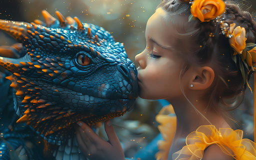 Little girl kisses magical dragon screenshot 1