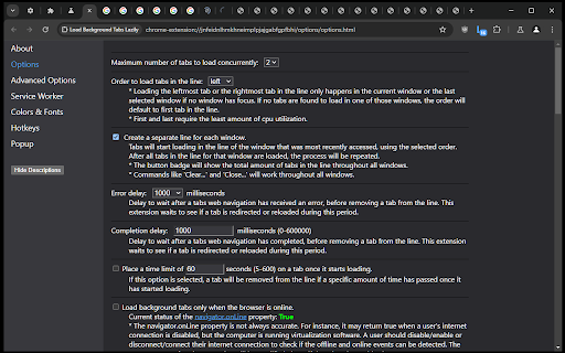 Load Background Tabs Lazily screenshot 1