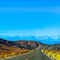Long straight road with vast mountains logo