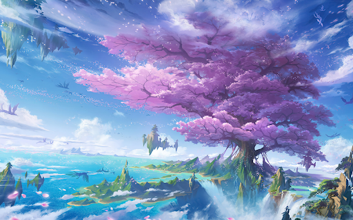 Magical Cherry Blossom Tree by the Abyss screenshot 1