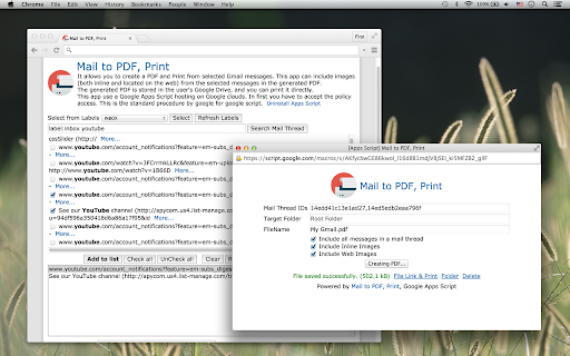 Mail to PDF, Print screenshot 1