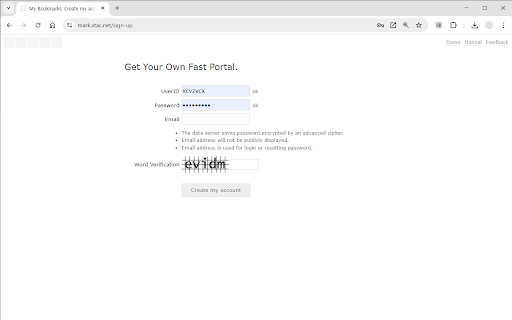 mark.xtac.net bookmarks manager screenshot 1