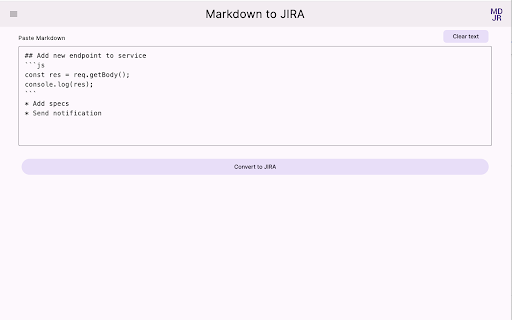 Markdown to JIRA screenshot 1