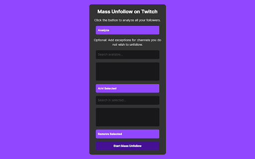 Mass Unfollow on Twitch screenshot 1