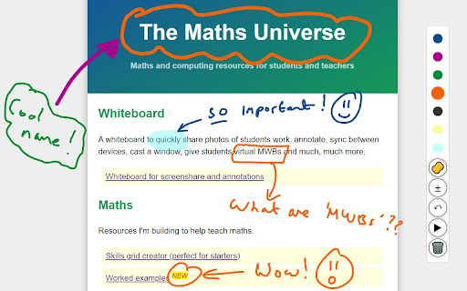 MathsUniverse.com Whiteboard screenshot 1