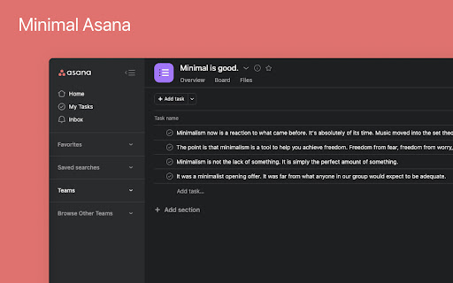 Minimal Asana screenshot 1