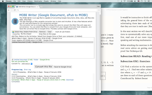 MOBI Writer (Google Document, ePub to MOBI) screenshot 1