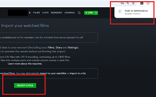 Mubi2boxd - Exporting Data by od3zza screenshot 1