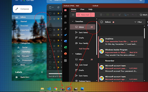 Multi-Email/App Taskbar/Dock PWA Unread Badge screenshot 1