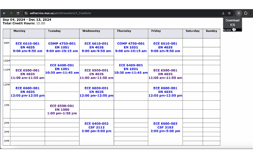 MUN Class Schedule Exporter screenshot 1