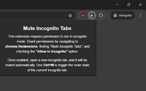 Mute Incognito Tabs screenshot 1