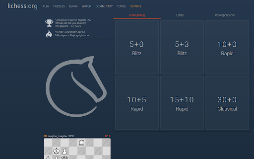 myLichessHomePage screenshot 1
