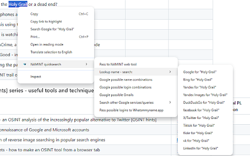 NAMINT quicksearch screenshot 1