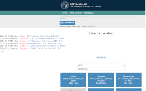 NC DMV Scheduling Assistant screenshot 1