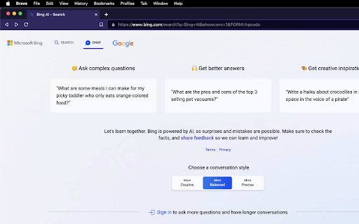 New Bing Anywhere (Bing Chat GPT-4) screenshot 1