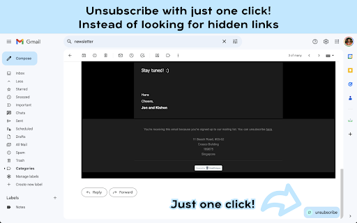 Newsletters Unsubscribe screenshot 1