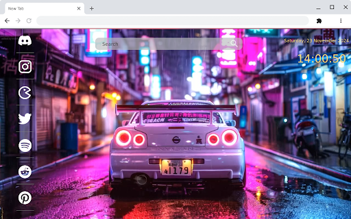 Nissan GTR R34 Japanese Neon Street A Thrilling Live Wallpaper for Chrome screenshot 1