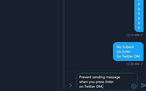 No Submit On Enter for Twitter DM screenshot 1