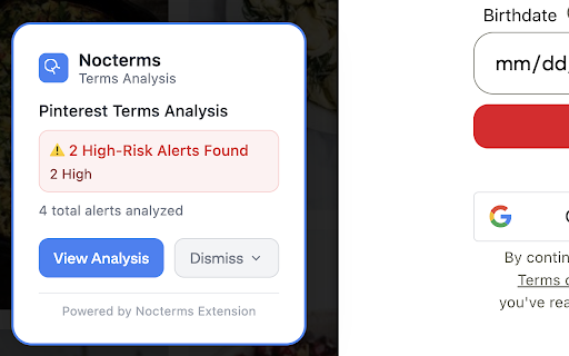 Nocterms - AI Terms & Conditions Analyzer screenshot 1