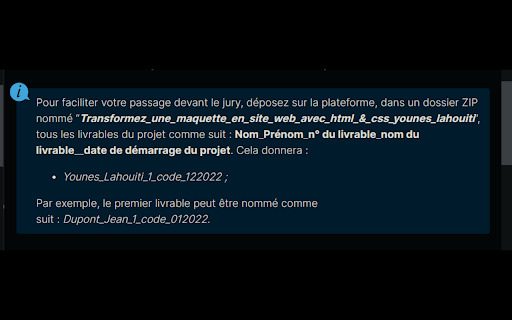Nommages des livrables screenshot 1