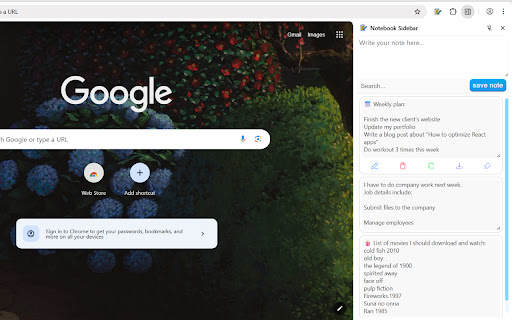 Notebook Sidebar screenshot 1