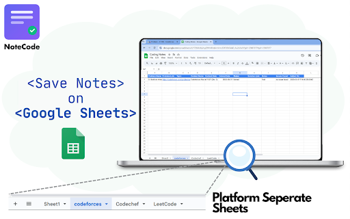 NoteCode: One-click coding notes to Google Sheets screenshot 1