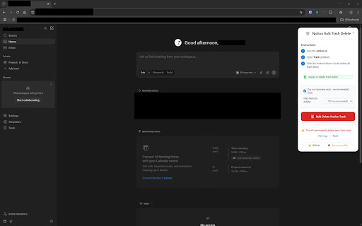 Notion Bulk Trash Delete screenshot 1