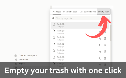 Notion Empty Trash screenshot 1