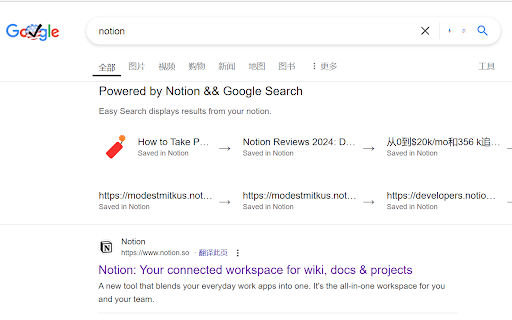 Notion && Google Search screenshot 1