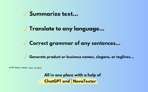 NovaTexter - Chat GPT Chrome Extension screenshot 1