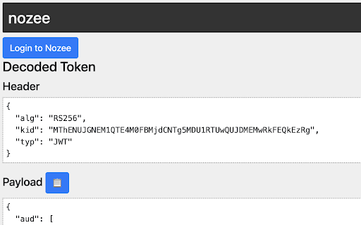 nozee JWT login screenshot 1
