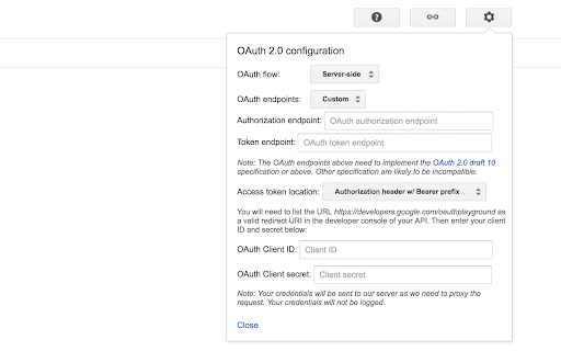 OAuth 2.0 Playground screenshot 1