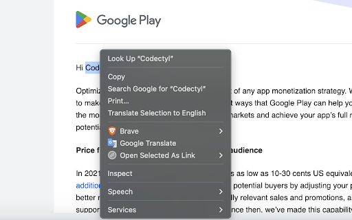 Open as link browser extension screenshot 1