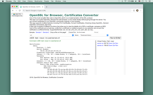 OpenSSL for Browser, Certificates Converter screenshot 1