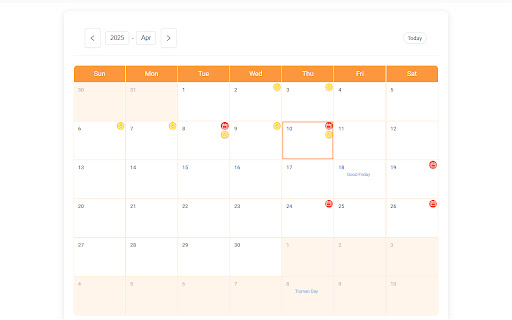 Orange Calendar screenshot 1