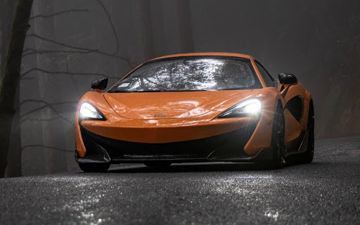 Orange McLaren on Foggy Road screenshot 1