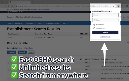 OSHA Establishment Search - by SafetyManager screenshot 1