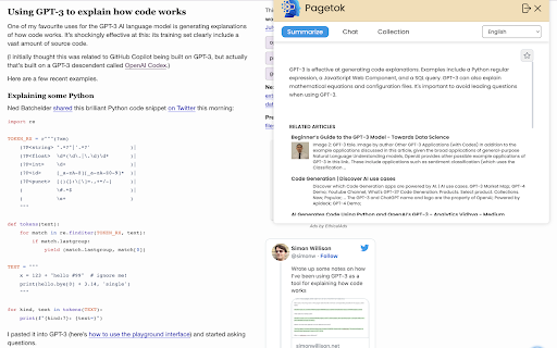 Pagetok Extension screenshot 1