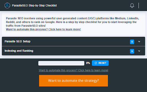 ParasiteSEO Step-by-Step Checklist screenshot 1
