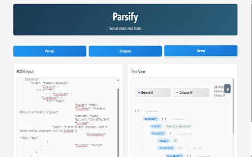 Parsify - JSON Formatter & Compare screenshot 1