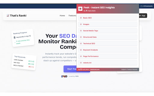 Peek: Instant SEO Analyzer & Inspector screenshot 1