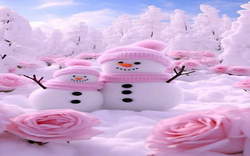 Pink snowman wallpaper screenshot 1