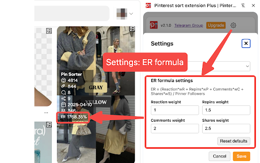 Pinterest sort extension Plus | Pinterest Sorter & Exporter|SortPin|Stats screenshot 1